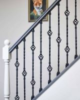 Set of 2 Matte Black "Enfield" Steel Stair Spindles - Pattern 6 in Situ Set of 2 Matte Black "Enfield" Steel Stair Spindles - Pattern 6 in Situ