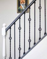 Set of 2 Matte Black "Enfield" Steel Stair Spindles - Pattern 7 in Situ