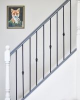Set of 2 Matte Black "Enfield" Steel Stair Spindles - Pattern 8 - Spindle ONLY - No Brackets in Situ