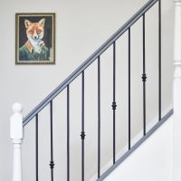 Set of 2 Matte Black "Enfield" Steel Stair Spindles - Pattern 8 - Spindle ONLY - No Brackets