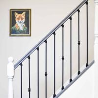 Set of 2 Matte Black "Enfield" Steel Stair Spindles - Pattern 8