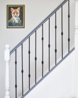 Set of 2 Matte Black "Enfield" Steel Stair Spindles - Pattern 9 - Spindle ONLY - No Brackets in Situ