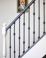 Set of 2 Matte Black "Enfield" Steel Stair Spindles - Pattern 9 in SItu