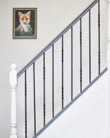 Set of 2 Matte Black "Enfield" Straight & Double Twist Stair Spindles - Pattern 2 - Spindle ONLY - No Brackets in Situ