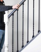 Scale Shot of Set of 2 Matte Black "Enfield" Straight & Double Twist Stair Spindles - Pattern 2 Scale Shot of Set of 2 Matte Black "Enfield" Straight & Double Twist Stair Spindles - Pattern 2