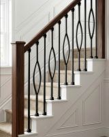 Set of 2 Matte Black "Folium" and "Enfield" Steel Stair Spindles - Spindles digital illustration