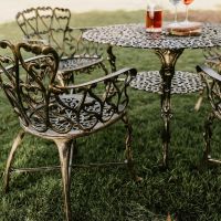 Brushed Gold "Edworth Manor" Table & Chair Set Brushed Gold "Edworth Manor" Table & Chair Set