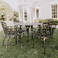 Antique Bronze "Edworth Manor" Four Seater Dining Set in Garden 