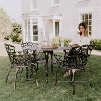 Antique Bronze "Edworth Manor" Four Seater Dining Set in Garden 