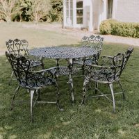 Wootton House Antique Silver Finish Dining Set  Wootton House Antique Silver Finish Dining Set