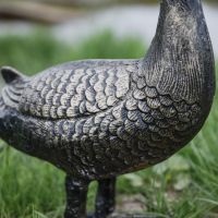 Close up of Body on Brushed Gold Standing Goose Sculpture Close up of Body on Brushed Gold Standing Goose Sculpture