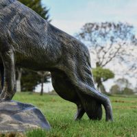Close up of hind legs on Belgian Shepherd Dog Garden Sculpture 