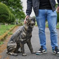Brushed Gold Sitting Dog Sculpture