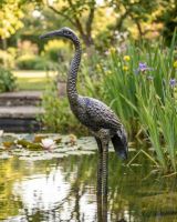 Recycled Cast Aluminium Brushed Gold "Goliath" Heron Sculpture ai illustration