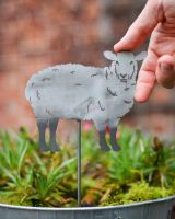 Sheep Artistic Plant Pot Spike - Set of Two with hand in shot for scale