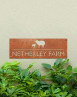 Sheep & Lamb Design House Name Sign in a Rustic Steel Finish