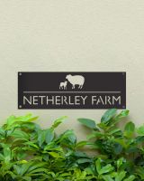 Sheep & Lamb Steel House Name Sign in Situ on a Painted House Wall