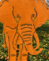120cm Sheet Steel Rustic Elephant Garden Silhouette