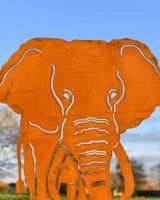 Sheet Steel Rustic Elephant Garden Silhouette - 120cm in Situ