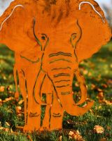 Close-Up of Sheet Steel Rustic Elephant Garden Silhouette - 55cm