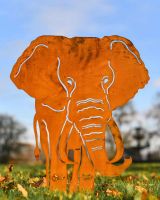Sheet Steel Rustic Elephant Garden Silhouette - 55cm