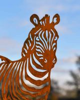 Close-Up of Sheet Steel Rustic Zebra Garden Silhouette - 67cm
