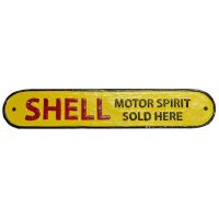 "Shell Motor Spirit" Cast Aluminium Wall Sign in a Hand Painted Finish "Shell Motor Spirit" Cast Aluminium Wall Sign in a Hand Painted Finish
