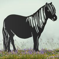 Black Sheet Steel Silhouette with Shetland Pony Design