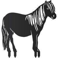 Shetland Pony Sheet Steel Silhouette in Black Finish with Spikes