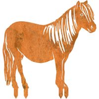 Shetland Pony Sheet Steel Silhouette in Rustic Finish with Spikes