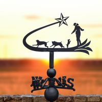 Shooting star & dogs weathervane in the sunset