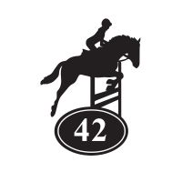 Showjumping Horse Iron House Number Sign Finished in Black