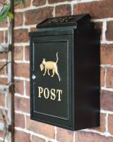 Side Of The Black Oxford "Tabby Times" Wall Mounted Post Box