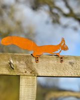 Squirrel Silhouette Fence Topper Designs - Set of Three side on Squirrel with mounting bracket Squirrel Silhouette Fence Topper Designs - Set of Three side on Squirrel with mounting bracket