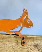 Squirrel Silhouette Fence Topper Designs - Set of Three side on Squirrel Close up of mounting bracket Squirrel Silhouette Fence Topper Designs - Set of Three side on Squirrel Close up of mounting bracket