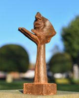 Rustic Cast Iron Blowing a Kiss Garden Sculpture