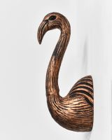 Side view of copper flamingo wall bust