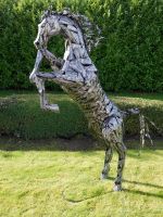 “Wild Stallion” Silver Metal Horse Sculpture  “Wild Stallion” Silver Metal Horse Sculpture