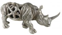 Silver Effect Hollow Rhino Interior Ornament