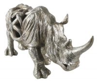 Silver Effect Hollow Rhino Interior Ornament