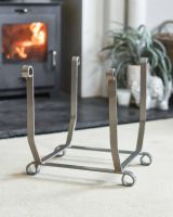 Simplistic Antique Pewter Finish Log Holder without Logs