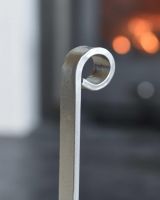 Close-Up of Arched Handle for Simplistic Antique Pewter Finish Log Holder