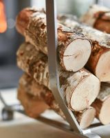 Close-Up of Simplistic Antique Pewter Finish Log Holder