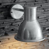 Simplistic Modern Galvanised Steel Wall Light in Situ