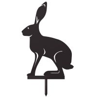 Black Simplistic Sitting Hare Silhouette with ground spike Black Simplistic Sitting Hare Silhouette with ground spike