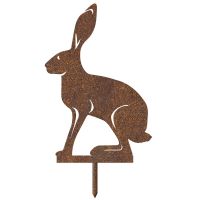 Rustic Simplistic Sitting Hare Silhouette with Spike  Rustic Simplistic Sitting Hare Silhouette with Spike