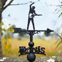 Weathervane with Singer with Guitar Topper in Situ Weathervane with Singer with Guitar Topper in Situ