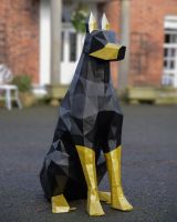 ‘Duke’ the Sitting Doberman Upcycled Oil Drum Garden Sculpture main image