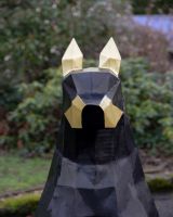 ‘Duke’ the Sitting Doberman Upcycled Oil Drum Garden Sculpture close up of face of dog sculpture