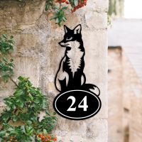 Sitting Fox Iron House Number Sign Created Out of Iron